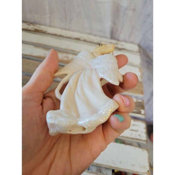 Angel cherub banjo vintage ornament tree porcelain Xmas - Picture 6 of 7